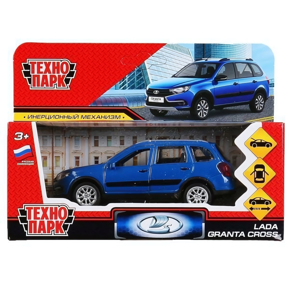 Модель ин. мет. "Lada Granta Cross 2019" 12см, откр.двери, синий в коробка GRANTACRS-12-BU (Технопарк)
