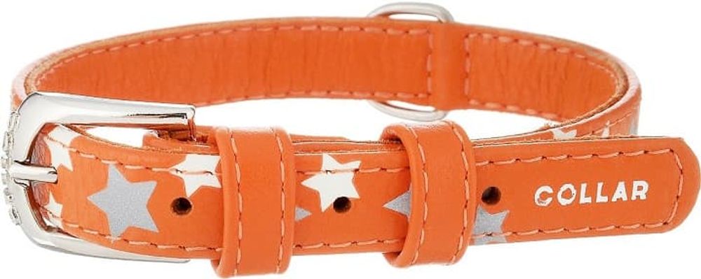 Ошейник "CoLLaR GLAMOUR" с узором "Звёздочка" (ширина 15мм, длина 27-36см) оранжевый Ошейник "CoLLaR GLAMOUR" с узором "Звёздочка" (ширина 15мм, длина 27-36см) оранжевый