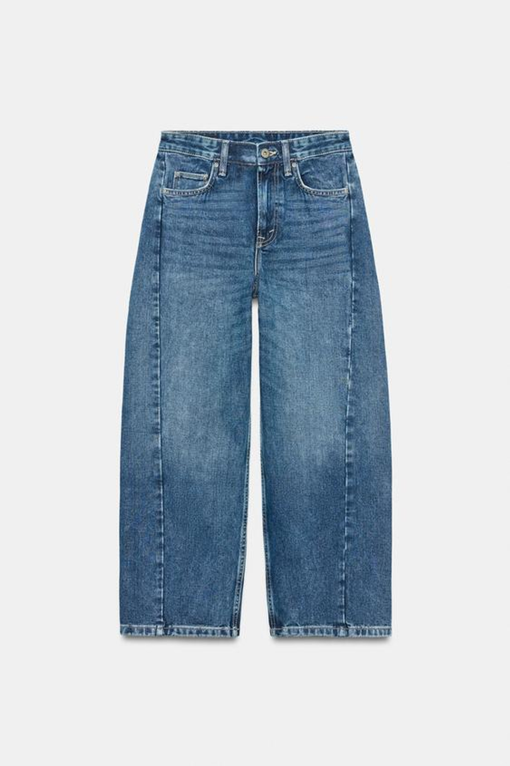 ZARA ДЖИНСЫ ZW COLLECTION ANKLE RELAXED СО СРЕДНЕЙ ПОСАДКОЙ, ВЫЦВЕТШИЙ СИНИЙ