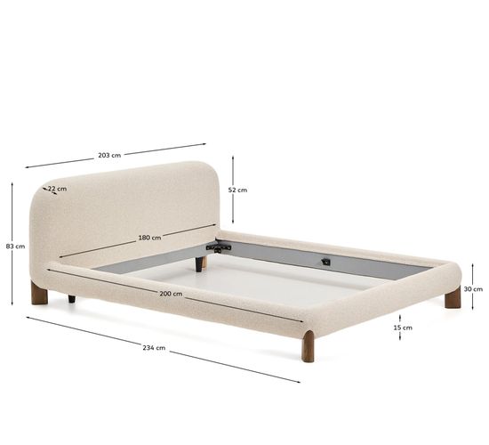 Кровать Odina La Forma из букле цвета экрю со съемным чехлом 180 x 200 см