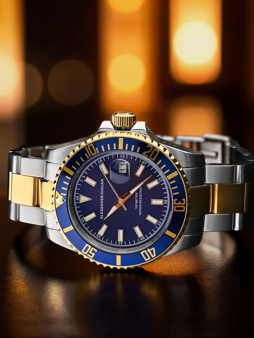 Часы кварцевые Neptune, blue gold