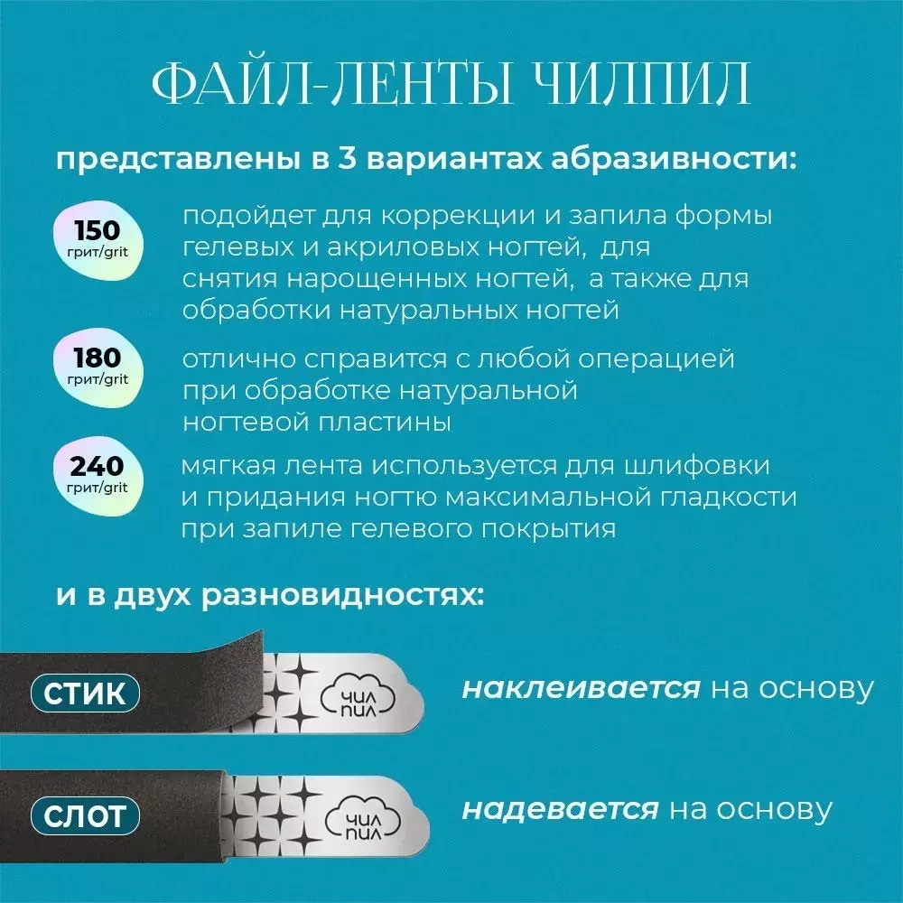 Файлы-чехлы нарезанные СЛОТ 145мм 180грит (50шт) ЧИЛПИЛ