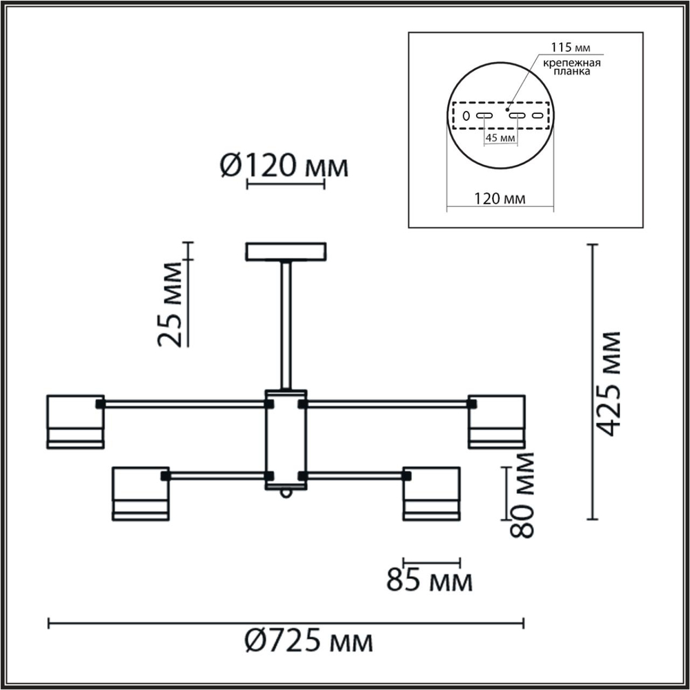8240/8C COMFI LN26 239 черный/латунь, металл/акрил Люстра потолочная LED GX53 8*7W 220V LANIKA