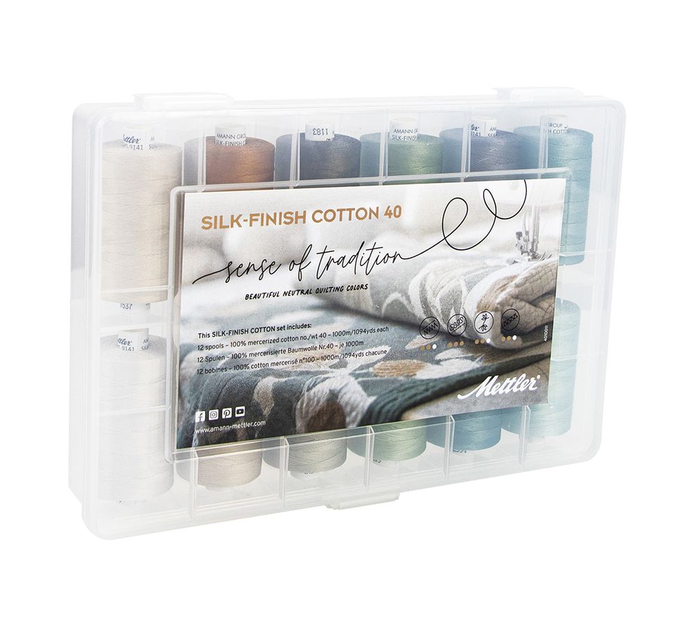 Нитки швейные (набор) Silk-Finish Cotton Чувство традиции в подарочной упаковке, 12 катушек, SFC40TRAD-KIT