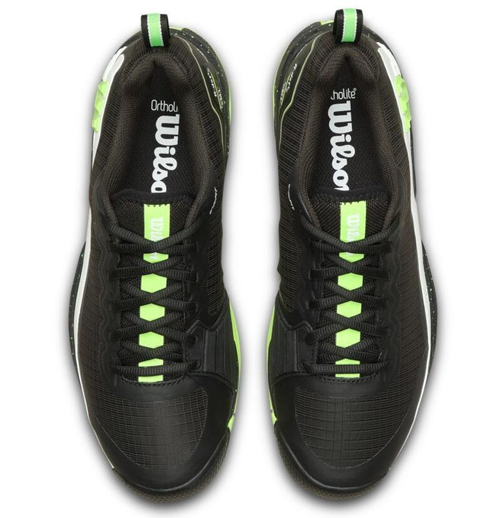 Мужские кроссовки теннисные Wilson Rush Pro 4.5 Clay TP - black/green/white