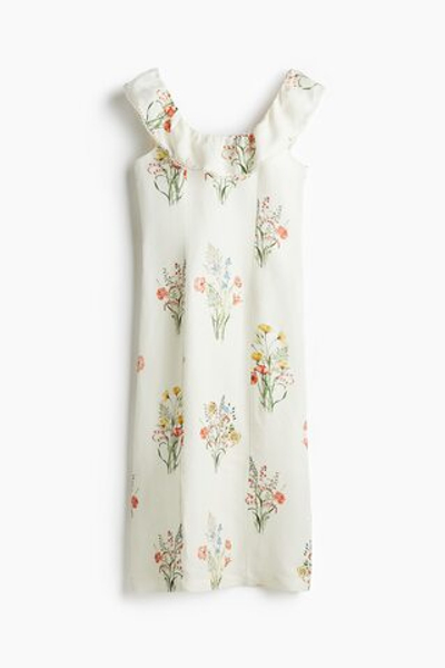Платье из смесового льна — глубокий вырез, квадратный вырез - H&M