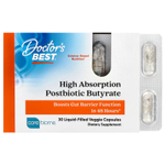 Doctor's Best, Постбиотический бутират с высокой усвояемостью, 30 растительных капсул с жидкостью (300 мг на капсулу)