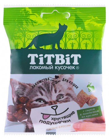 Подушечки Titbit сыром и паштетом из кролика для кошек 30 г