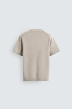 ZARA ФУТБОЛКА ПЛАТОЧНОЙ ВЯЗКИ, ЖЕМЧУЖНО-СЕРЫЙ