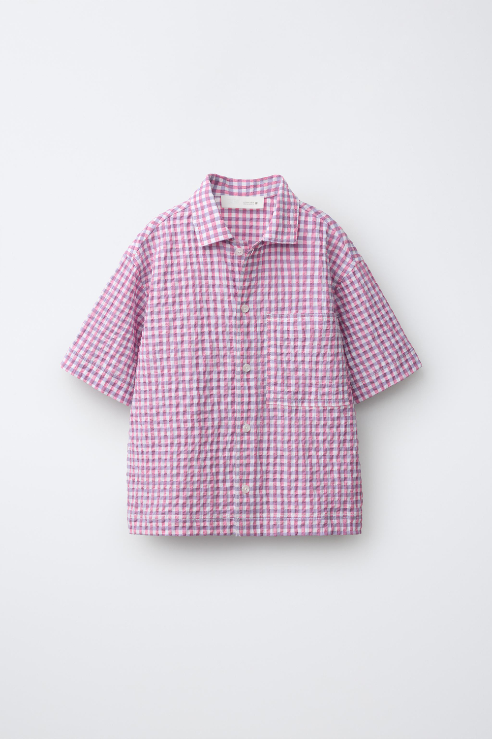 ZARA РУБАШКА В КЛЕТКУ С ЭФФЕКТОМ ПОМЯТОСТИ, РОЗОВЫЙ/БЕЛЫЙ