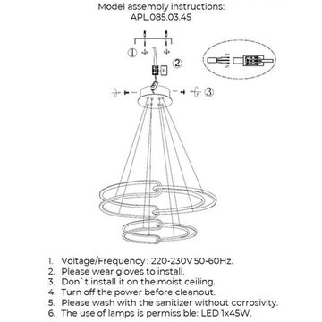 Люстра подвесная 45W 3000K APL.085.03.45 черный/золото Barb Aployt
