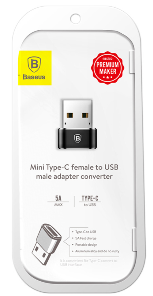 Переходник Baseus Type-C на USB-A3.0 CAAOTG-01 черный