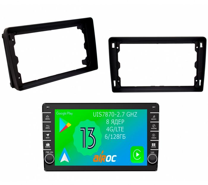 Магнитола для Ford Mondeo 4, Focus 2, S-Max/Galaxy (ШГУ овальное) - Airoc AB-1706 (кнопки и крутилки), Android 13, Быстрая, SIM-слот, CarPlay