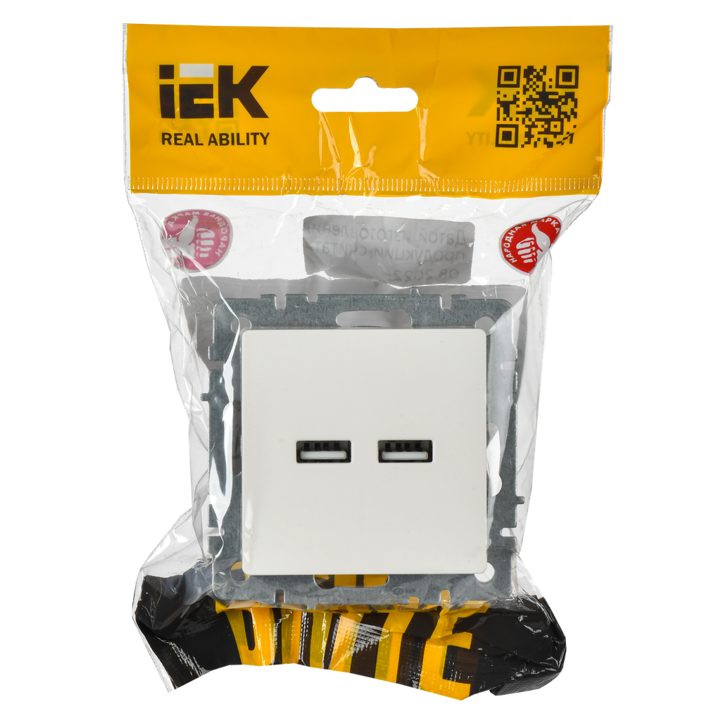 BRITE Розетка USB A+A 5В 3,1А РЮ10-1-БрБ белый IEK