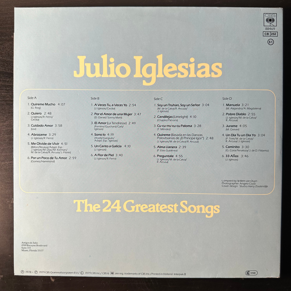 Julio Iglesias ‎– The 24 Greatest Songs 2LP (Голландия)