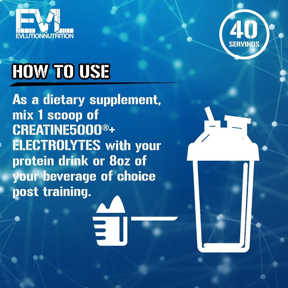 EVLution Nutrition, Creatine5000® с электролитами, без добавок, 250 г (8,82 унции)