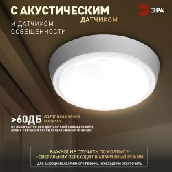 Светильник ЖКХ светодиодный ЭРА SPB-301-2-4K-05 IP40 5Вт 4000K D135 с акустическим датчиком круглый накладной | Светильники ЖКХ IP40 и IP44