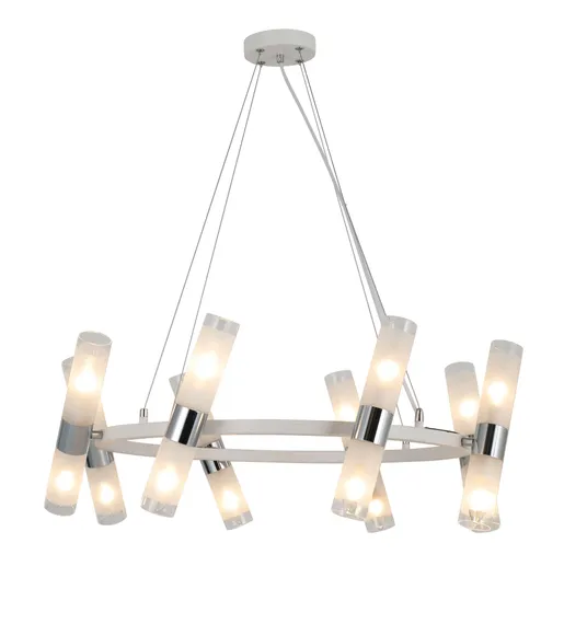 Люстра подвесная Rilon 74784/16R WHITE+CHROME, 16×40 Вт, хромированная и белая