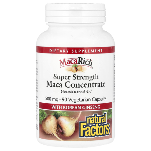 Natural Factors, Maca Rich®, концентрат маки с корейским женьшенем, суперсила, 90 вегетарианских капсул