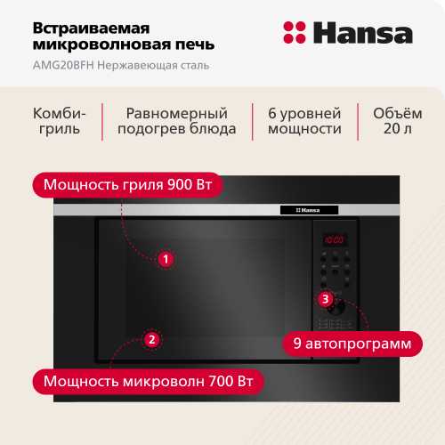 Встраиваемая микроволновая печь Hansa AMG20BFH