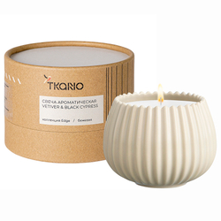 Свеча ароматическая Tkano Edge Vetiver & Black Cypress бежевая 30ч