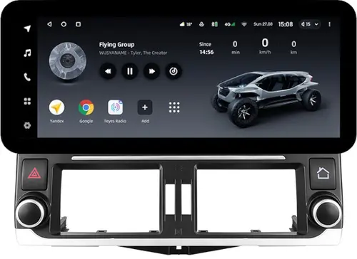 Магнитола для Toyota Land Cruiser Prado 150 2009-2013 (ШГУ 7", рамка LUX) - Teyes LUX ONE ROUND монитор 12.3" 2K QLED на Android 10, Быстрая, CarPlay, 4G SIM-слот