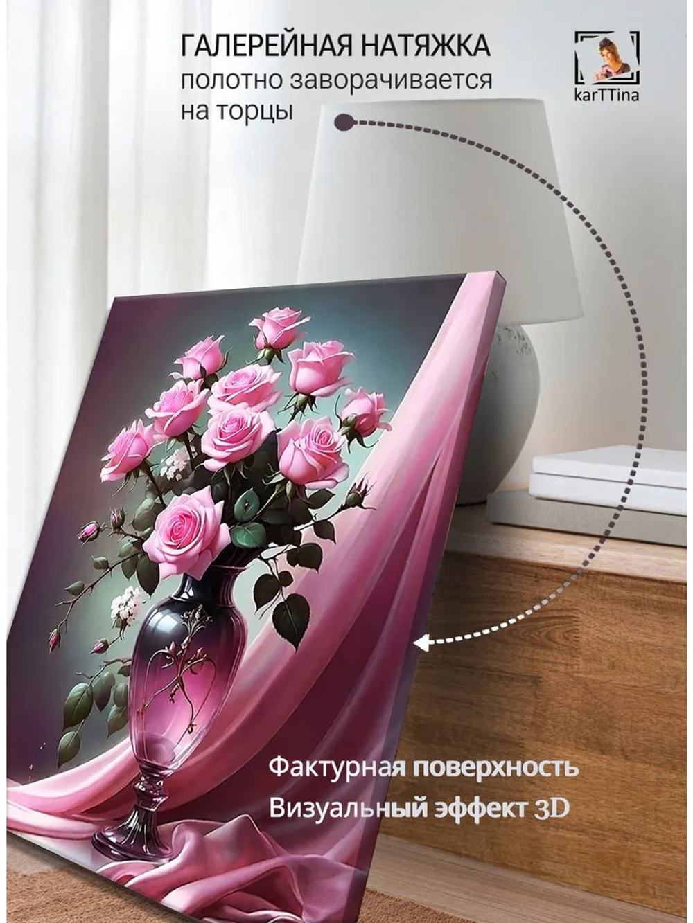 Картина Нежные розы модульная 30х40см 1шт.