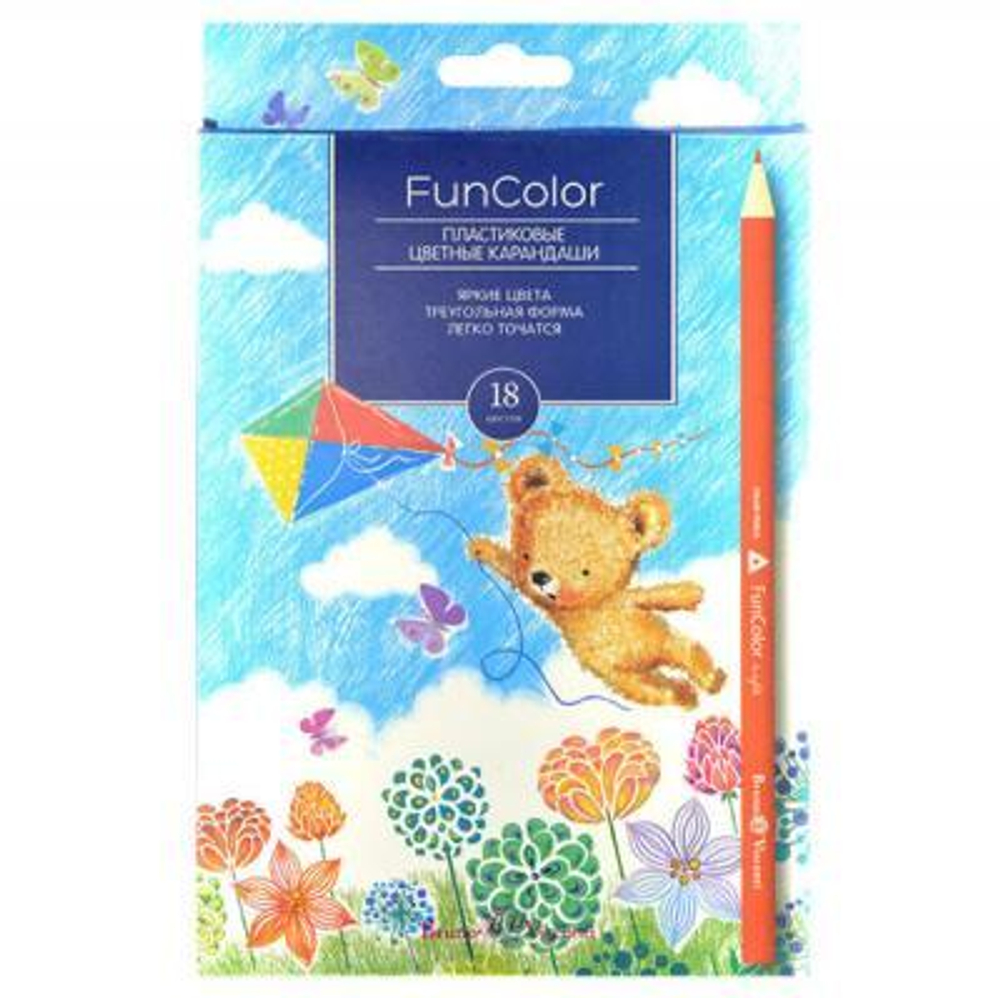 Карандаши 18 цв. "Funcolor", пласт. корпус, 6 видов (Bruno Visconti)