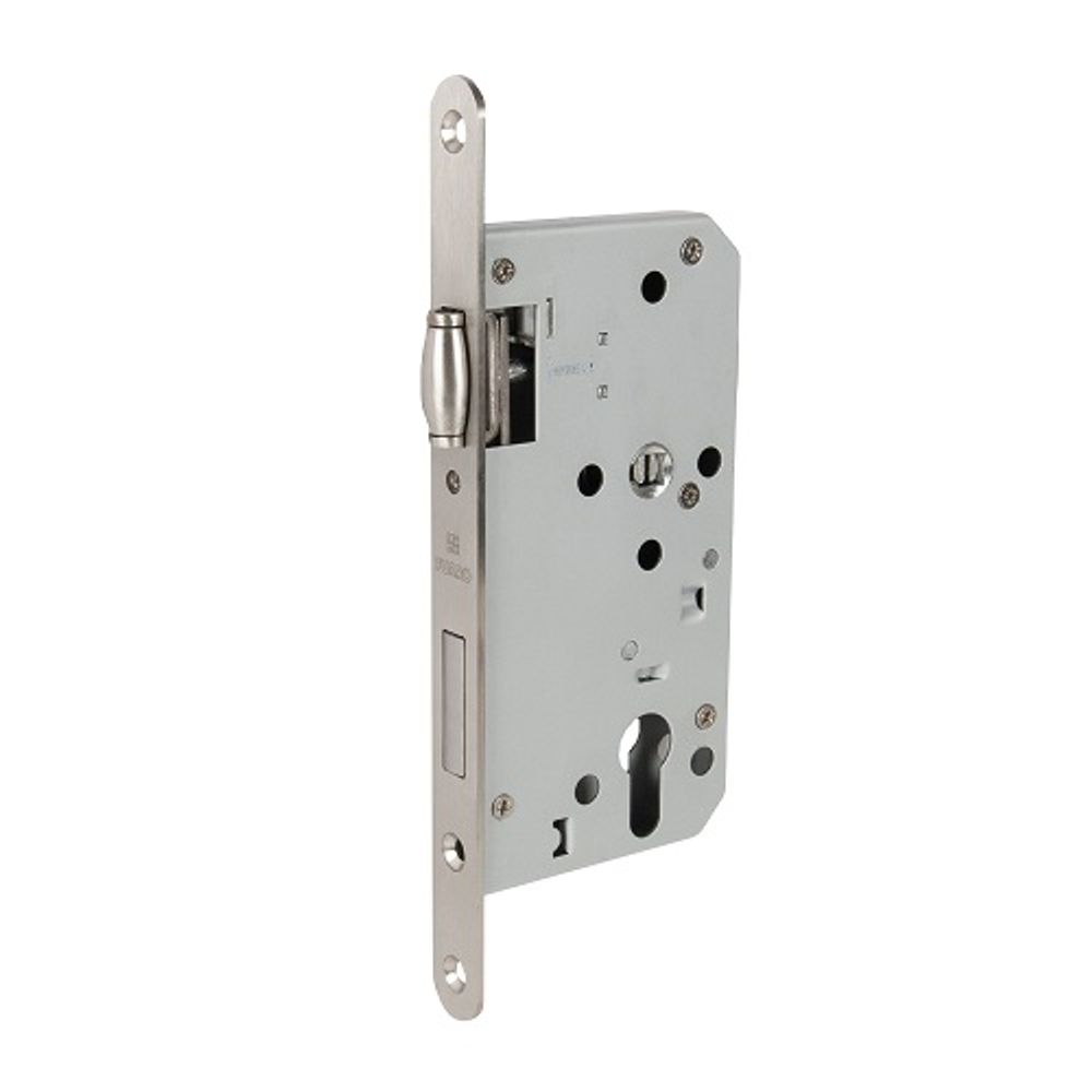 Замок врезной FUARO DD.INOX/C-55.72/R с роликовой защелкой (лиц.планка 20 мм) /62871/