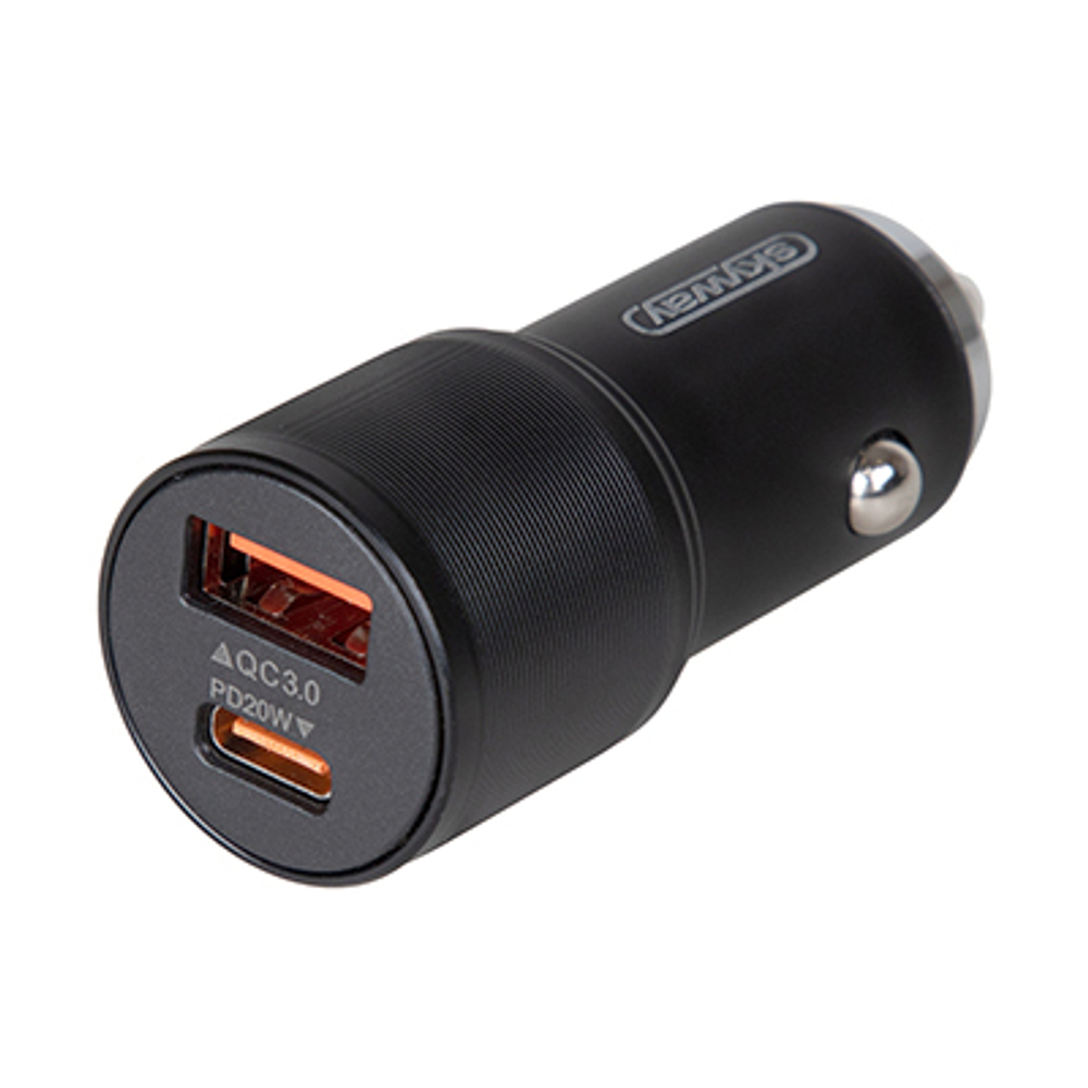 Адаптер 12/24 В 25 Вт USB 3.0 A Type-C PD черный Skyway
