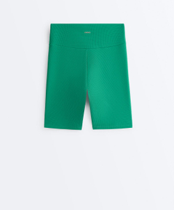 OYSHO Легинсы-велосипедки Comfortlux High Rise из ткани пике, зеленый меланж