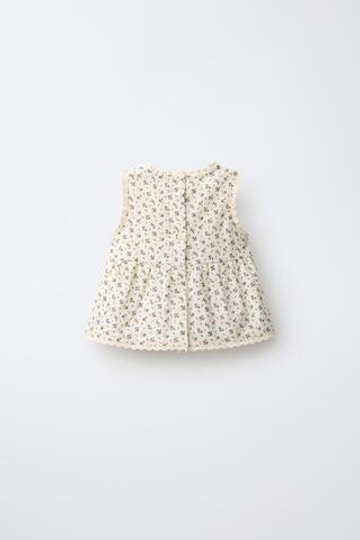 ZARA БЛУЗА С ЦВЕТОЧНЫМ ПРИНТОМ, ЭКРЮ