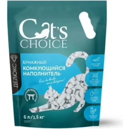 CAT`S CHOICE Бумажный комкующийся наполнитель с цветовым индикатором комка 6 л