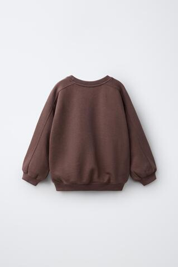 ZARA ТОЛСТОВКА С ВЫШИВКОЙ «МЕДВЕДЬ», ТЕМНО-КОРИЧНЕВЫЙ