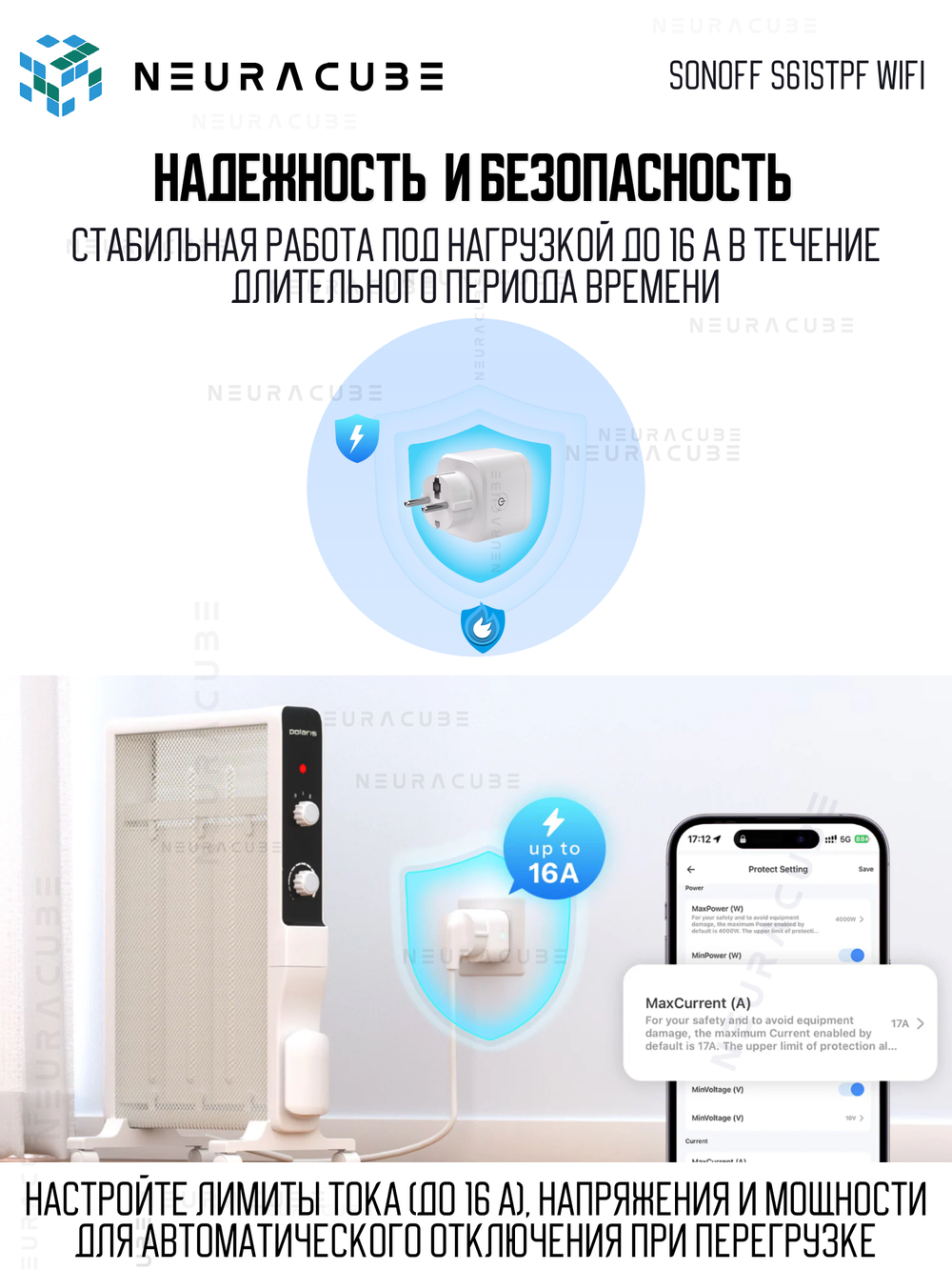 Умная Matter (WiFi) розетка Sonoff S61STPF (iPlug Gen2 S61s)