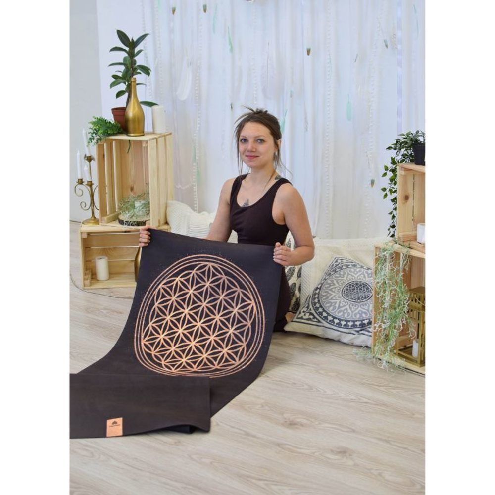 Коврик для йоги Цветок жизни 173*61*0,1 см из микрофибры и каучука