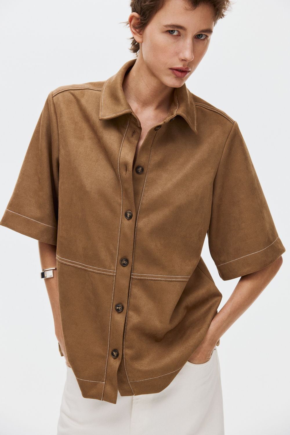 Рубашка с рукавами до локтя - H&M