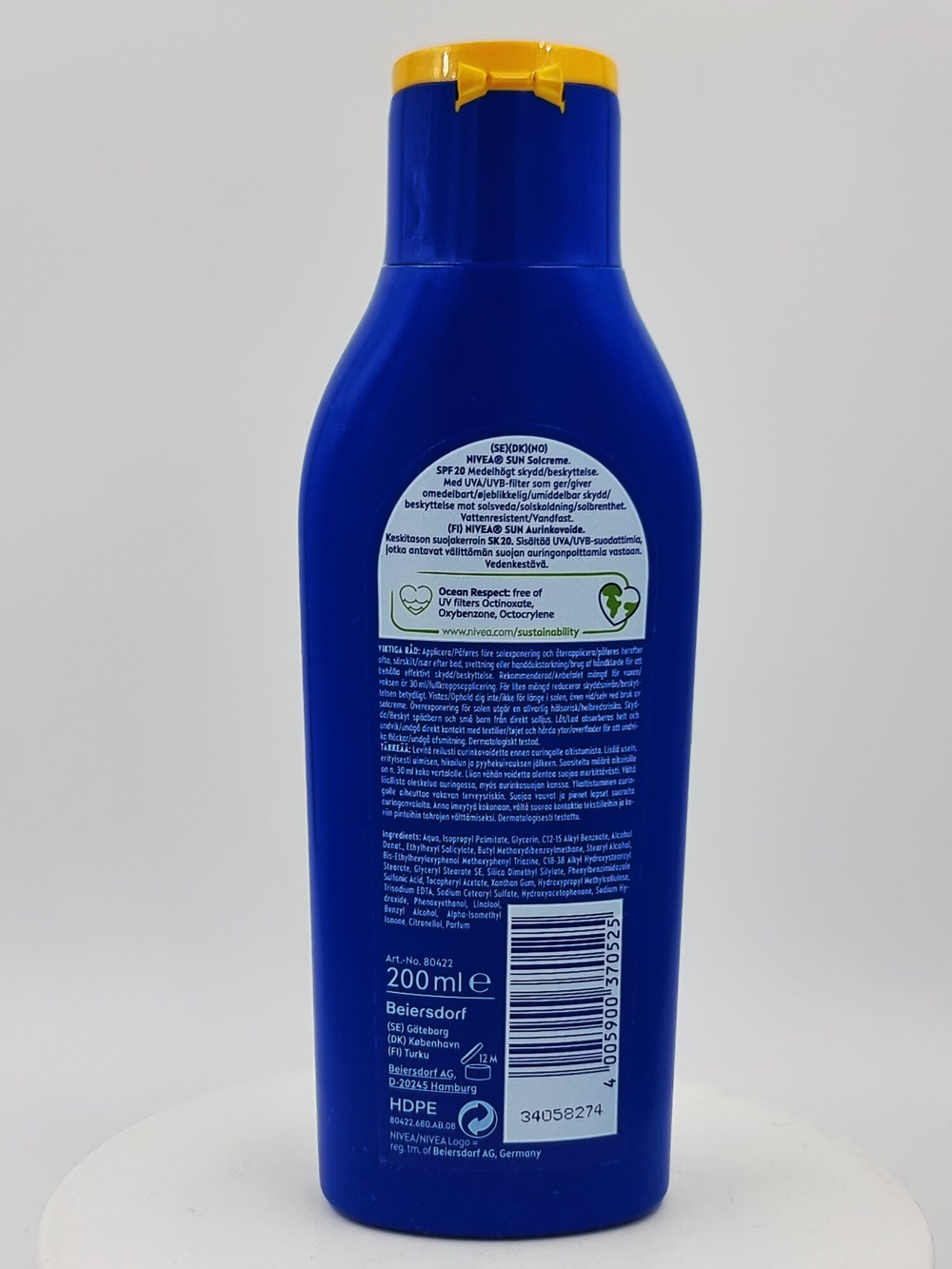 Солнцезащитный лосьон NIVEA Sun  SPF 20, водостойкий, увлажняющий, 200 мл (Германия)
