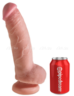 Большой реалистик для G-стимуляции 9''Dual Density Cock with Balls (вторая кожа) (Цвет: телесный)