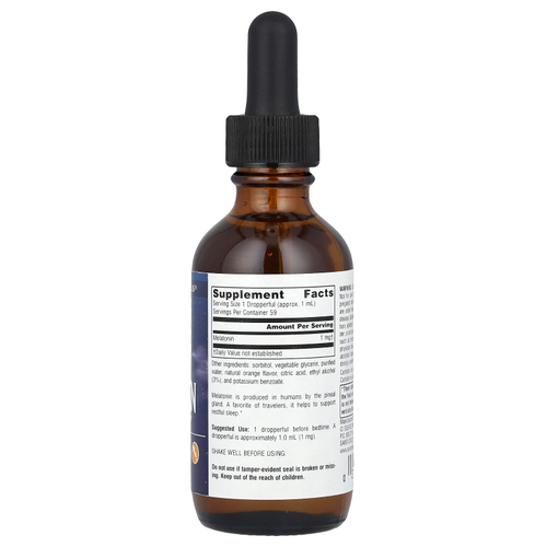 Source Naturals, Мелатонин, апельсин, 1 мг, 59,14 мл (2 жидк. унц.)