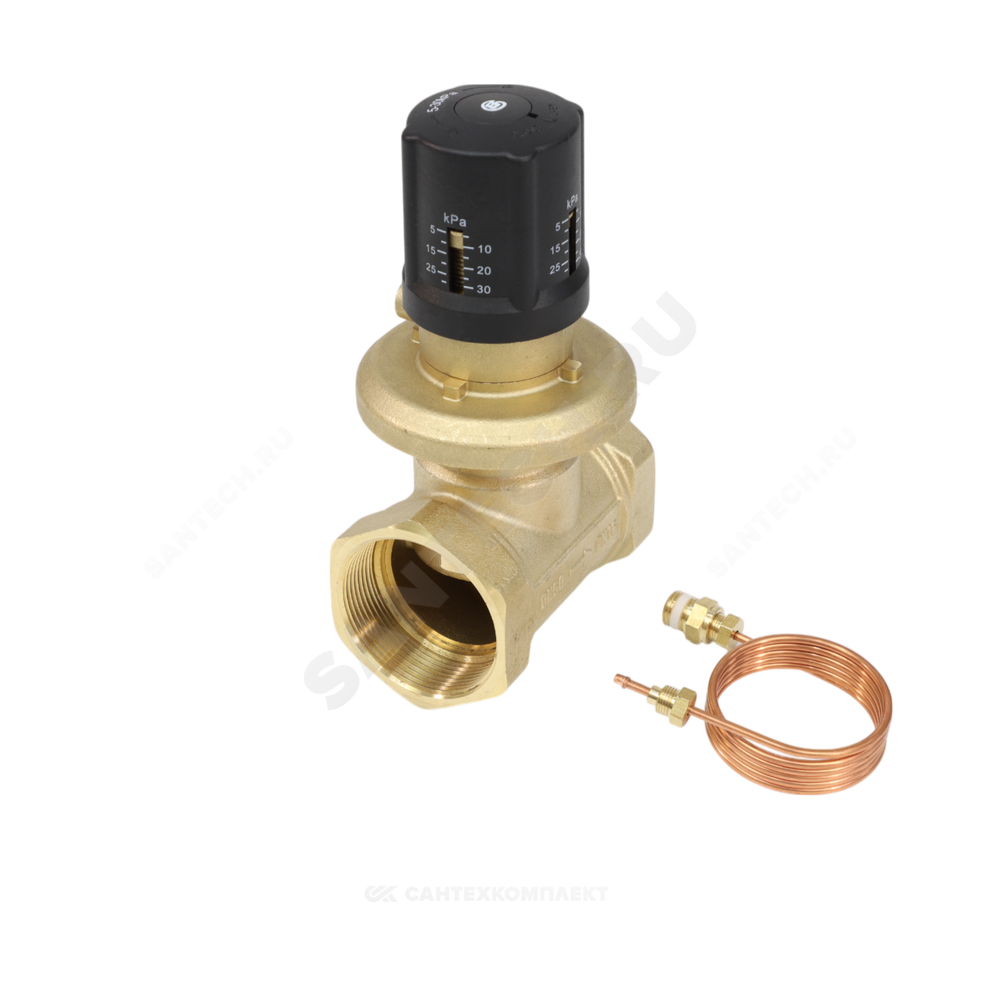 Клапан балансировочный автомат латунь 3380H Ду 15 G1/2" Ру16 Тмакс=120 оС ВР 5-30 кПа Kvs=1.16м3/ч без ниппелей Benarmo