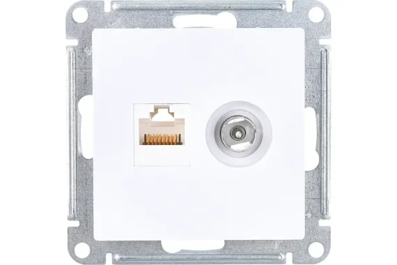 Розетка TV+RJ45 Systeme Electric ATLASDESIGN белая 35973