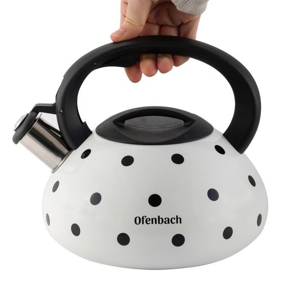 Чайник 2,5 л. из нержавеющей стали со свистком Ofenbach NB-100301 горошек