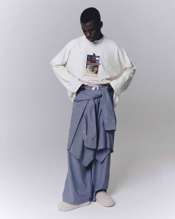 Брюки Striped Baggy Pants Dirty-Blue - фото 8