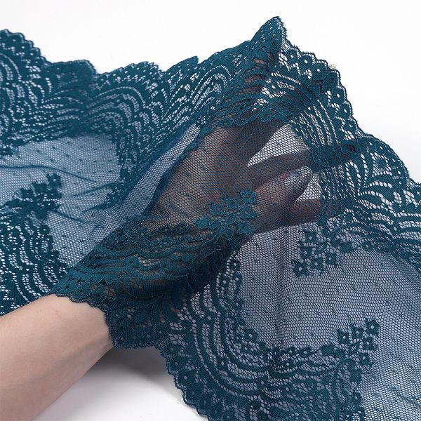 Кружево бельевое эластичное 230 мм / 3 метра, 8036 цв.F222 изумрудно-синий, Kruzhevo