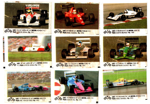 Вкладыш Formula-1 Формула 1 (набор 9 штук) - № 3, 22, 52, 79, 80, 82, 86, 87, 88