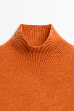 Massimo Dutti Вязаный свитер оверсайз с короткими рукавами, оранжевый