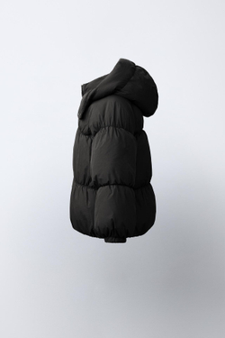 ZARA СТЕГАНАЯ КУРТКА WATER REPELLENT, ЧЕРНЫЙ