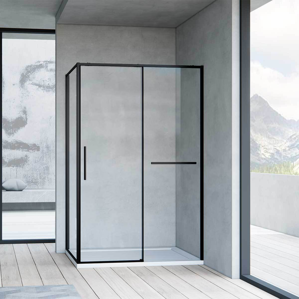 Душевой уголок Слим Софт (Slim Soft) VSR-1SS8012CLB, 1200*800, черный, стекло прозрачное,