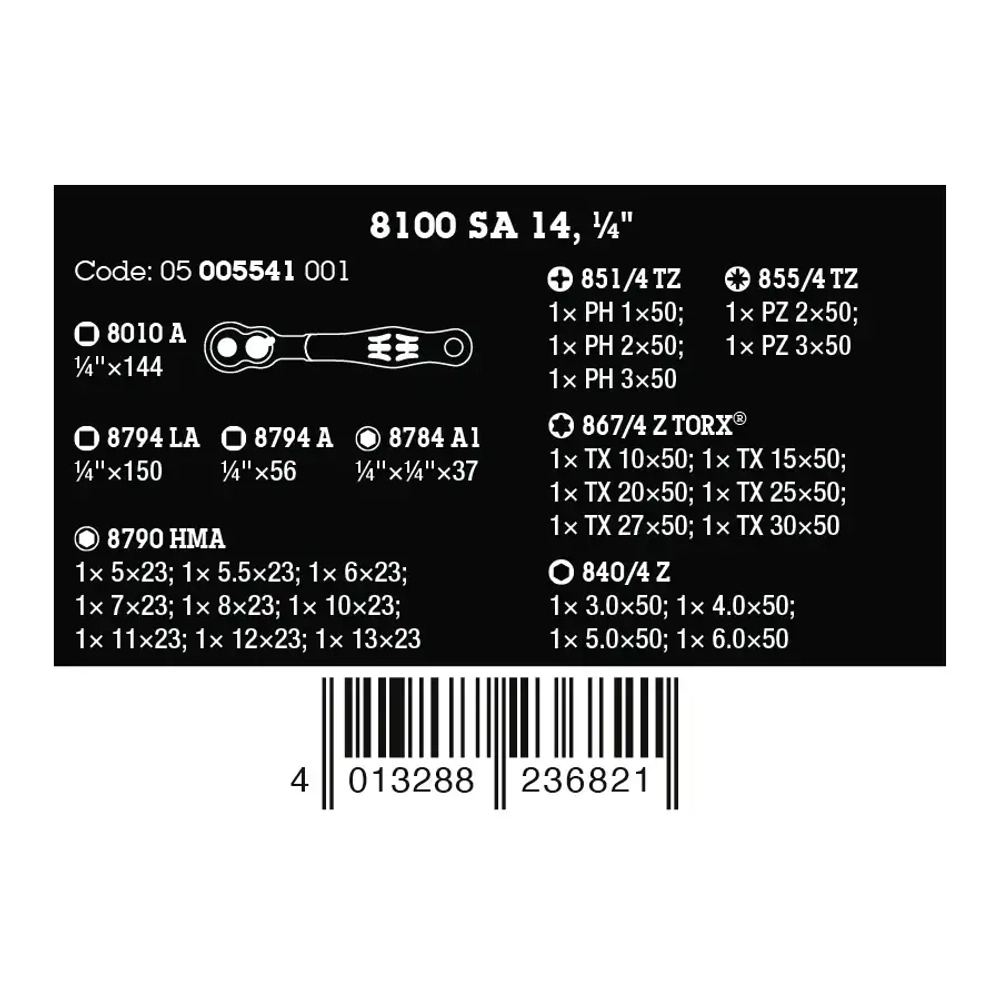 Набор с трещоткой 1/4" Zyklop Comfort WERA 05005541001